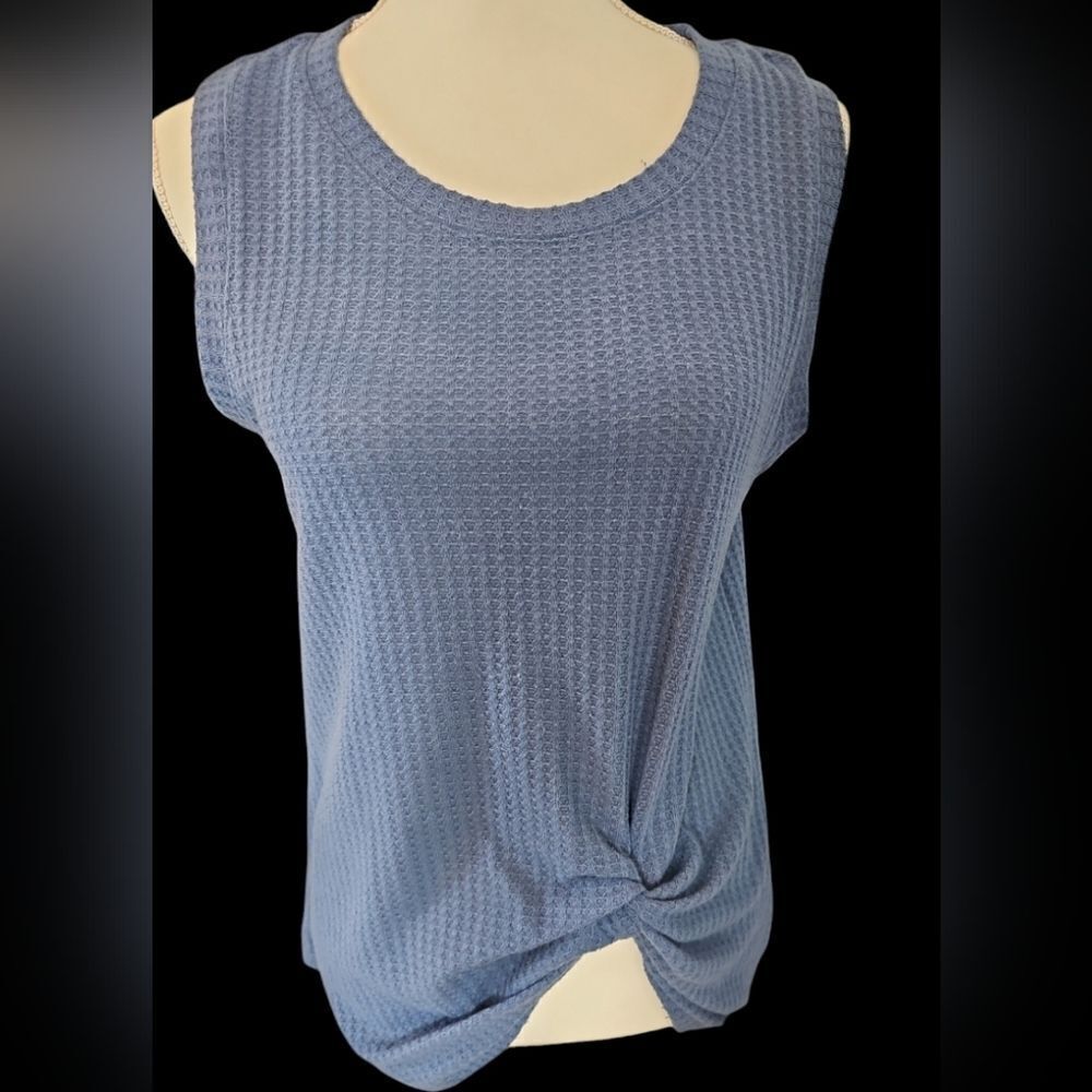 Soft blue ribbed tank top with tie front & peplum tee bundle. 2 summer tops!